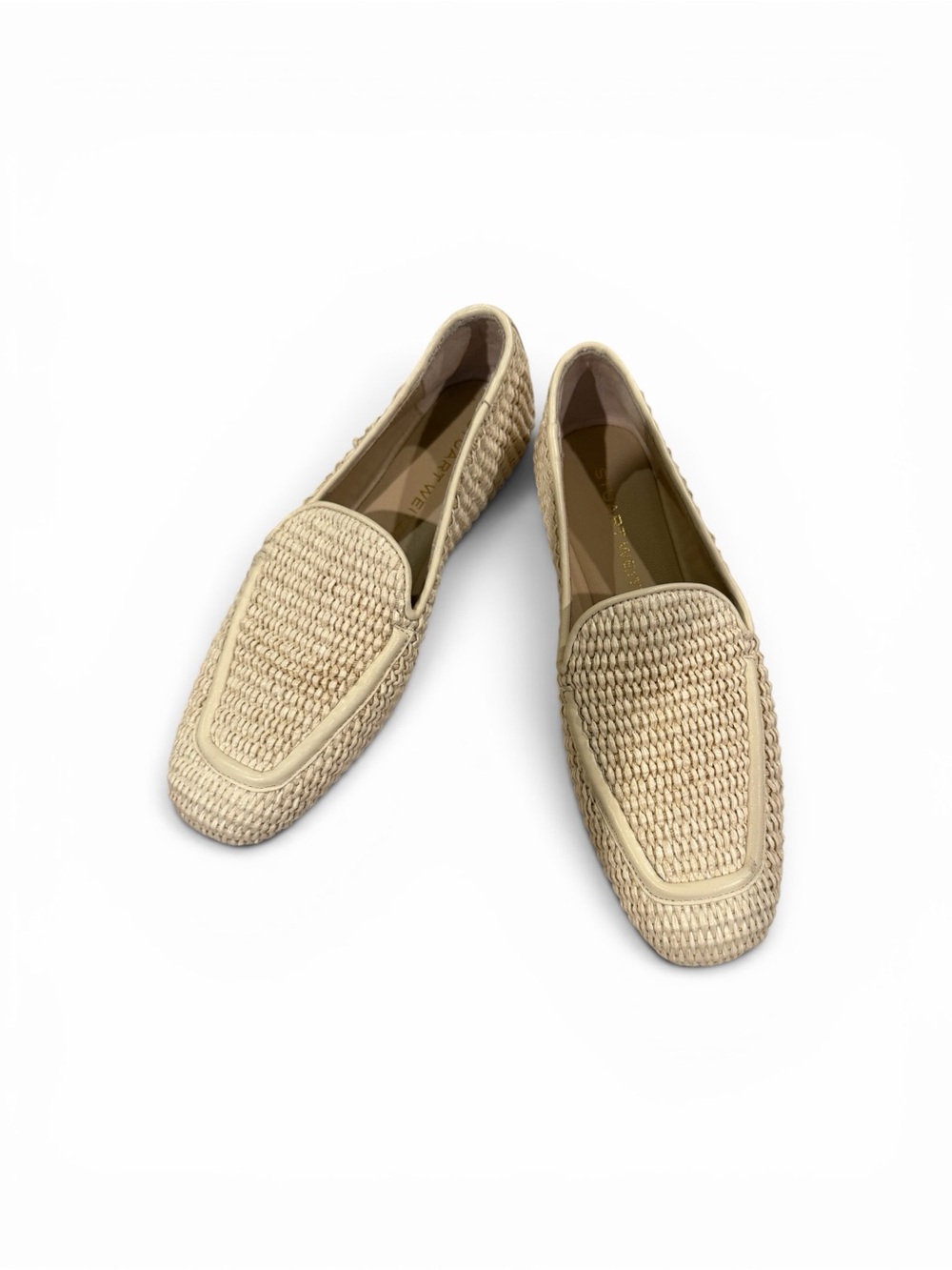 Stuart Weitzman Woven Slip-On Loafers - Beige